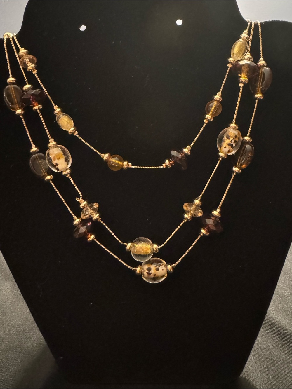 Amber Art Glass Layered Necklace